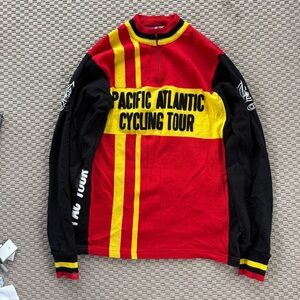 Pacific Atlantic Cycling Tour PAC red and yellow knit biker top shirt